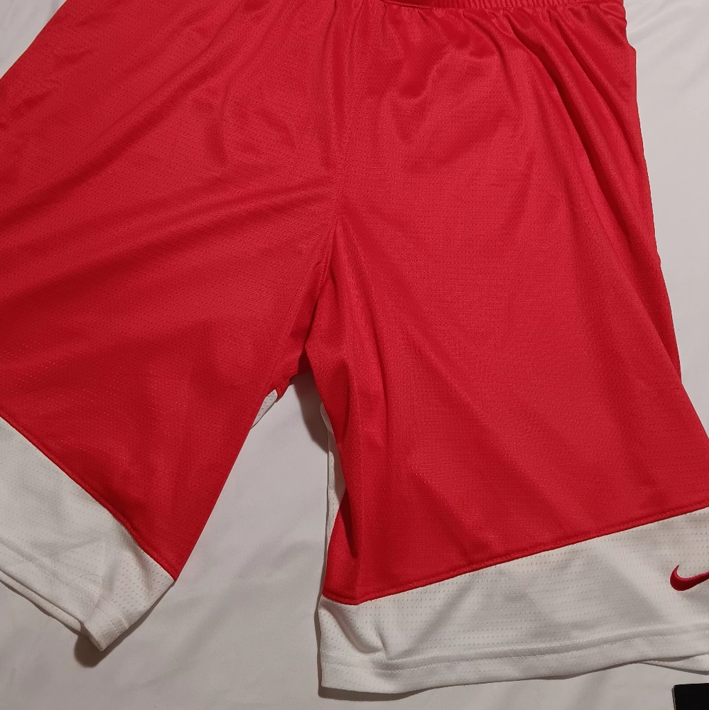 Womens nike shorts red/white size large tall basketball shorts dri fit